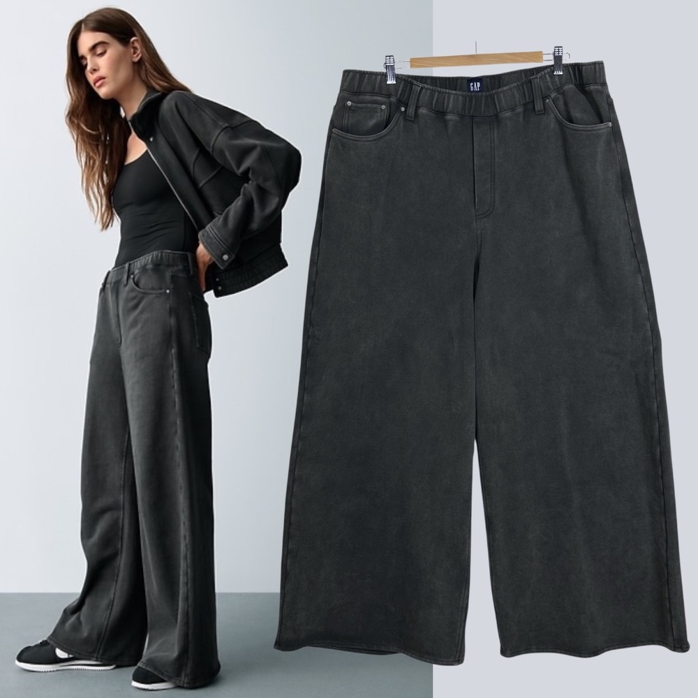 GAP Heavyweight Easy Baggy Wide Leg French Terry Comfy Pull On Sweatpant Jeans